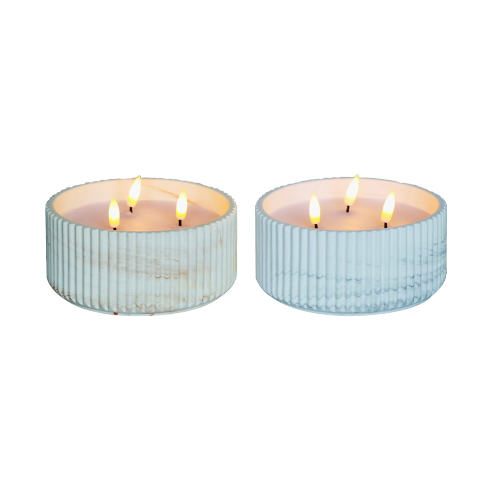 LED Cement 3D Wick Candle dengan permukaan garis keras