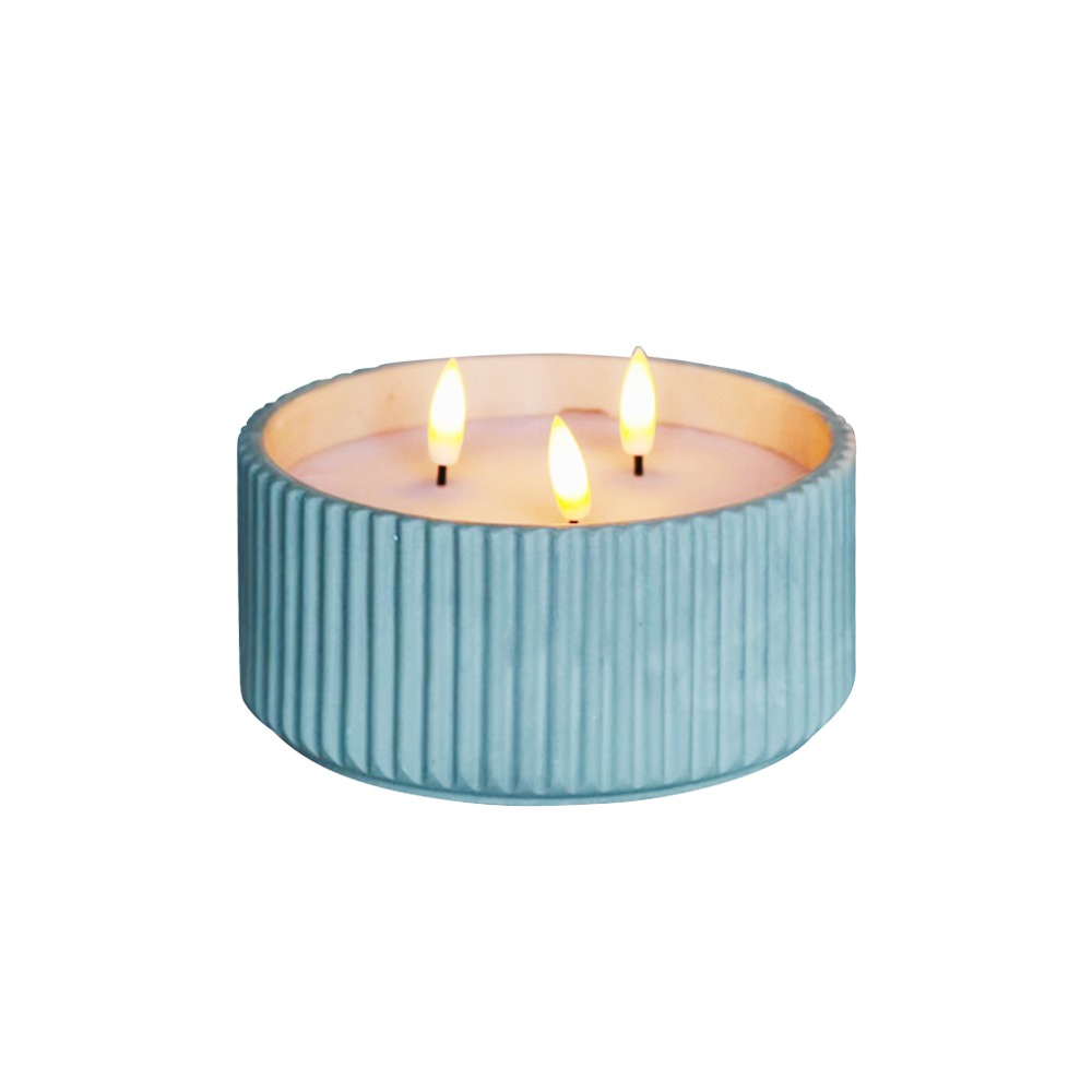 LED Cement 3D Wick Candle dengan permukaan garis keras