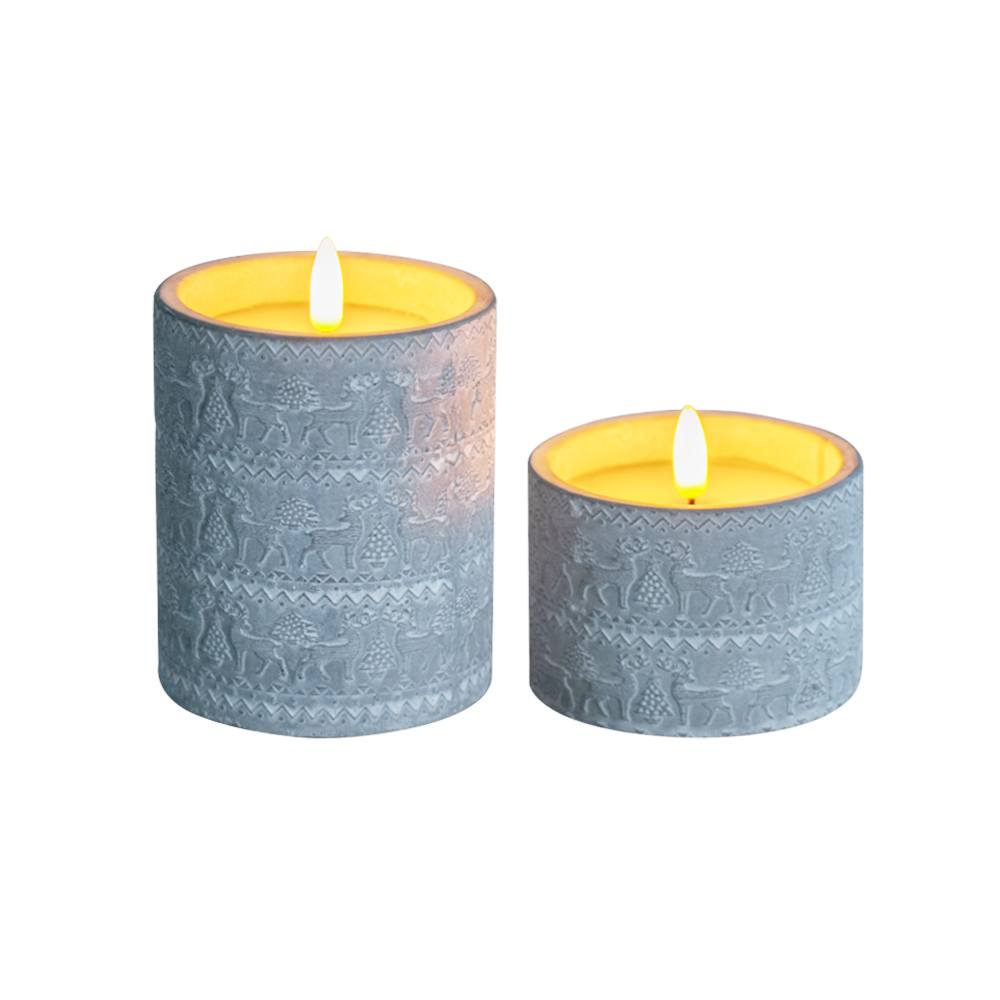 LED 3D Flameless Electronic Glossy Sement Candle