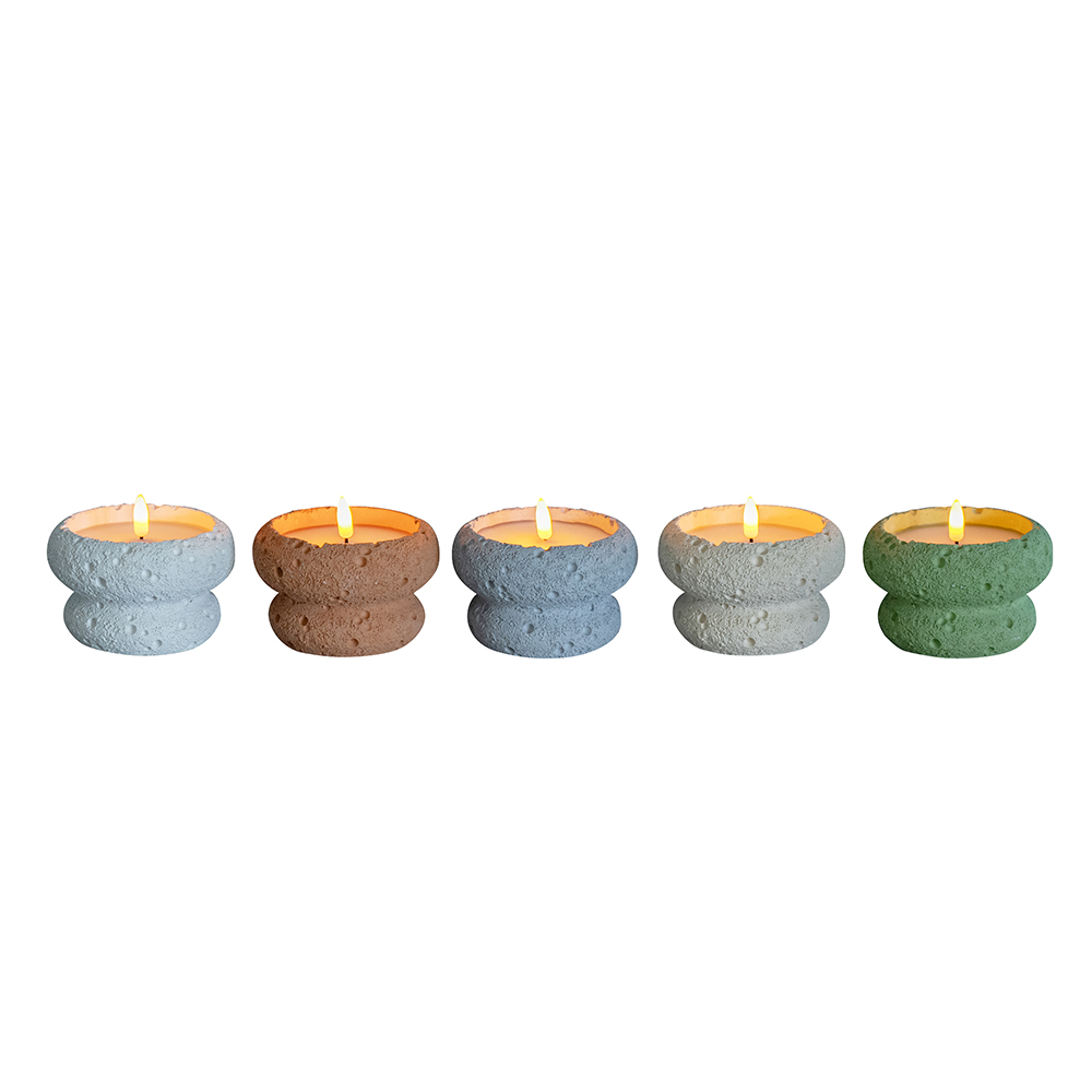 Baterai luar ruang tahan air dioperasikan LED Flameless 3D Cement Candle
