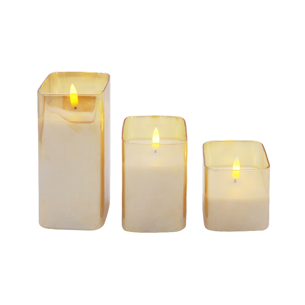 Tabung kaca 3D Lampu lilin Pilar LED Wick